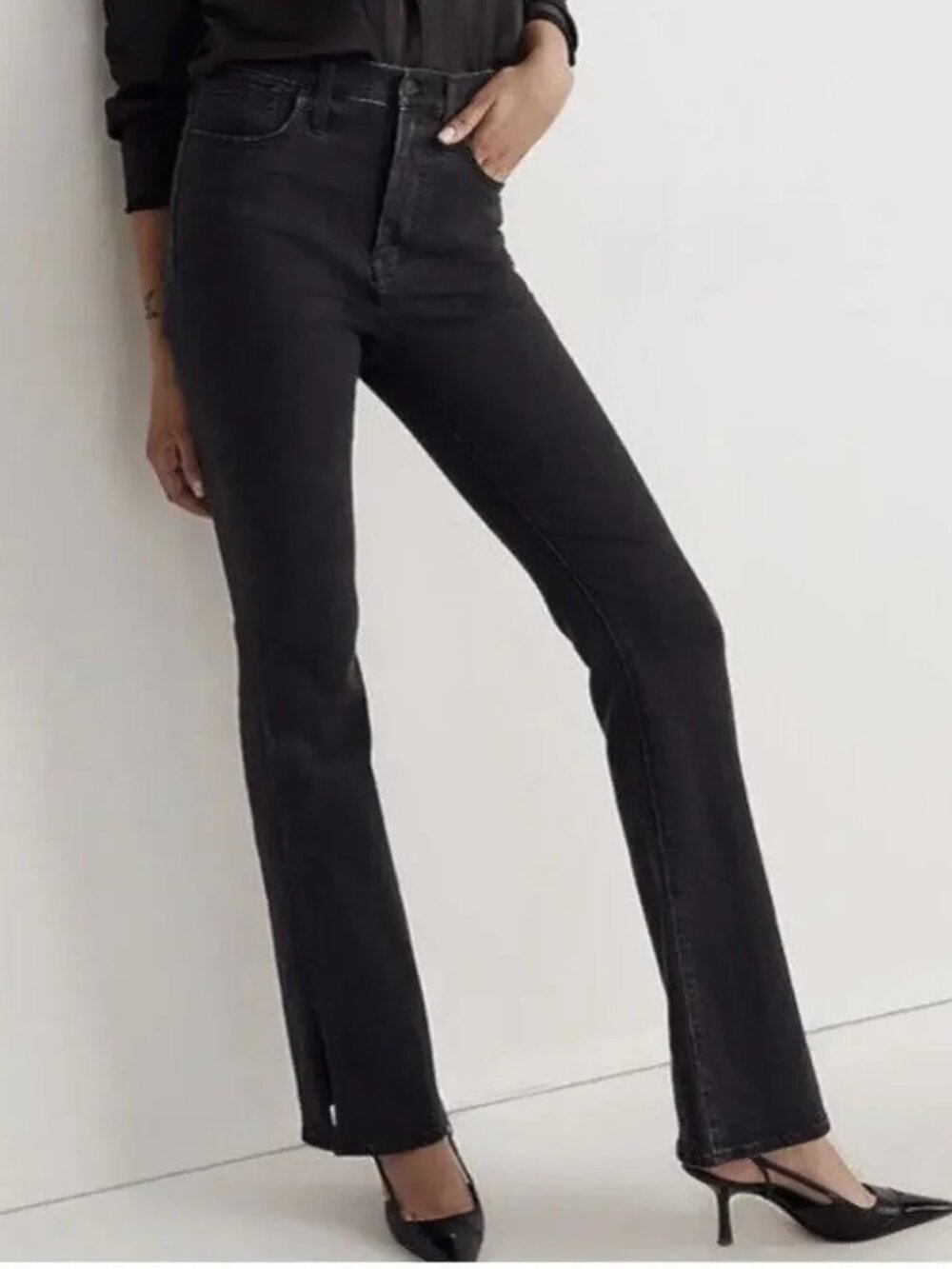 MADEWELL womens JEANS washed black ROAD TRIPPER SKINNY FLARE SIZE 36